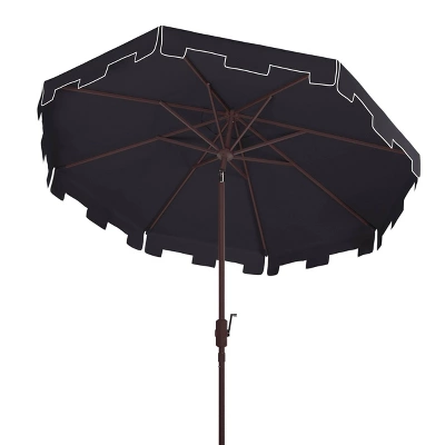 10.8' Round Zimmerman Market Umbrella Navy/White - Safavieh 2 10.8' Round Zimmerman Market Umbrella Navy/White - Safavieh - Image 2