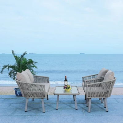 Belmi 4pc Rope Living Set - Gray - Safavieh 2 Belmi 4pc Rope Living Set - Gray - Safavieh - Image 2