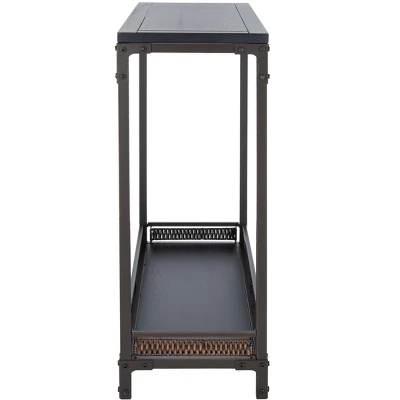 Dinesh Console With Storage Shelf - Black/Dark Walnut - Safavieh 3 Dinesh Console With Storage Shelf - Black/Dark Walnut - Safavieh - Image 3