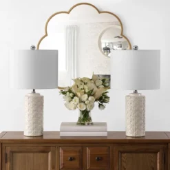 Artef Ceramic Table Lamp (Set Of 2) - Ivory - Safavieh