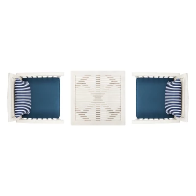 Pate 3pc Bistro Set - White/Navy - Safavieh 5 Pate 3pc Bistro Set - White/Navy - Safavieh - Image 5