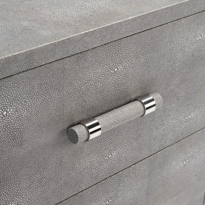 Jodie Faux Shagreen Nightstand - Grey/Silver - Safavieh 8 Jodie Faux Shagreen Nightstand - Grey/Silver - Safavieh - Image 8