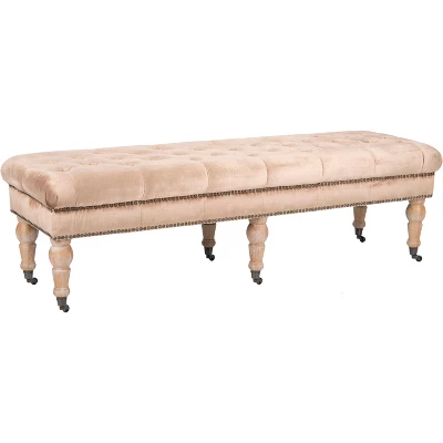 Barney Tufted Bench W/ Brass Nail Heads - Safavieh 2 Barney Tufted Bench W/ Brass Nail Heads - Safavieh - Image 2