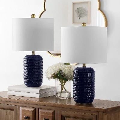 Jace Ceramic Table Lamp (Set Of 2) - Navy Blue - Safavieh. 1 Jace Ceramic Table Lamp (Set Of 2) - Navy Blue - Safavieh.