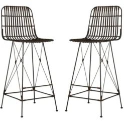 Minerva Wicker Bar Stool (Set Of 2) - Safavieh -Safavieh Home Deals Store GUEST f165ad82 1378 4df5 a64d ee5f3c1f3bd0