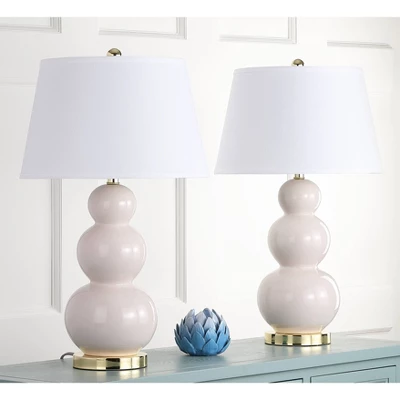Set Of 2 Pamela Triple Gourd Lamp (Includes LED Light Bulb) Light Gray - Safavieh 1 Set Of 2 Pamela Triple Gourd Lamp (Includes LED Light Bulb) Light Gray - Safavieh