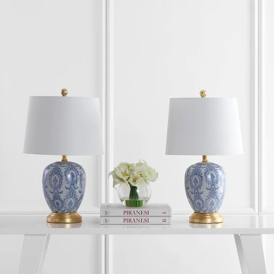 Set Of 2 Kalel Table Lamps Blue/White (Includes LED Light Bulb) - Safavieh 1 Set Of 2 Kalel Table Lamps Blue/White (Includes LED Light Bulb) - Safavieh